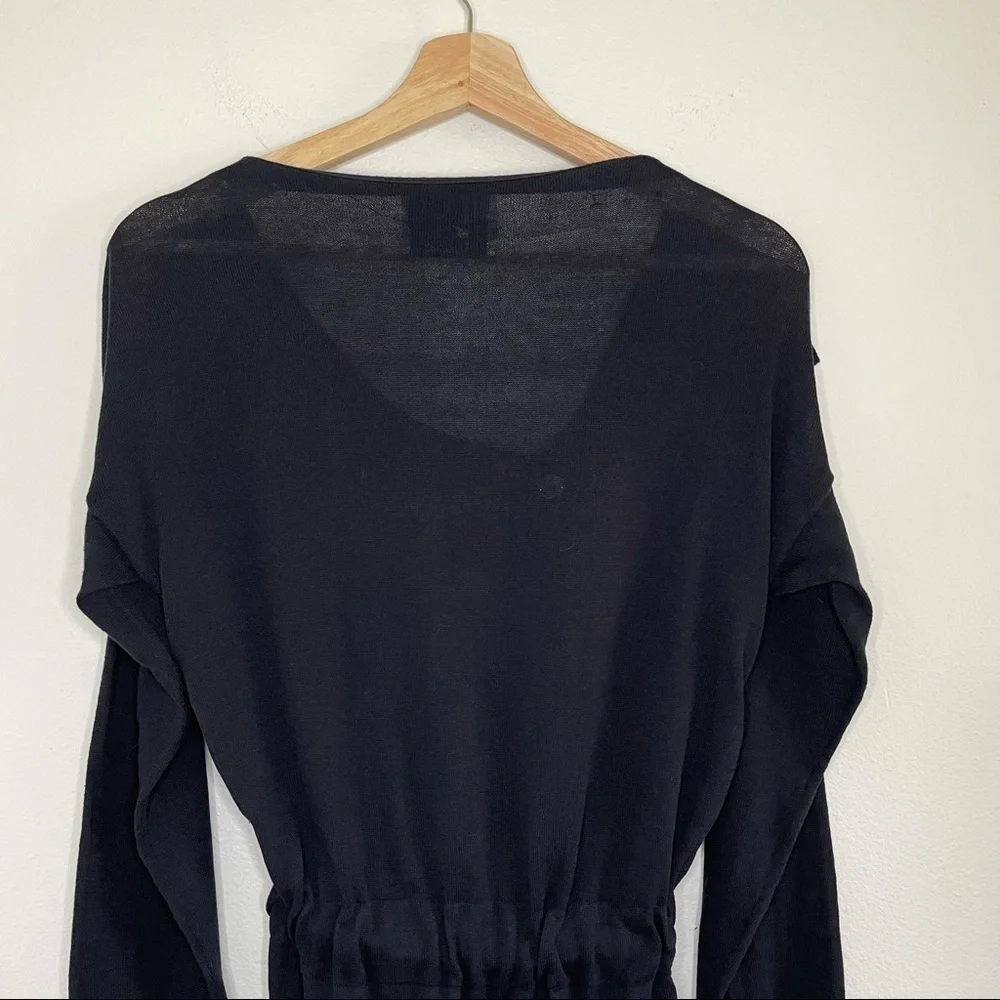 3.1 Phillip Lim Silk Cardigan Belted Button Front Utility Sweater Black Size 2